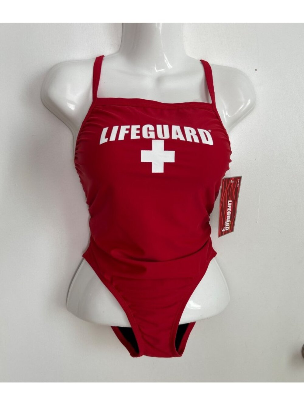 Women Lifeguard Active Red One-Piece Swimsuit Size 32
